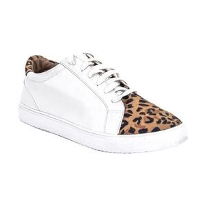 14th & Union (Nordstrom) White leather sneakers with leopard detail. Size 9.5